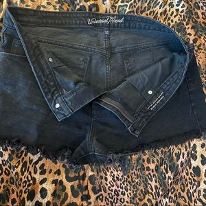 Black Denim High Rise Shorties